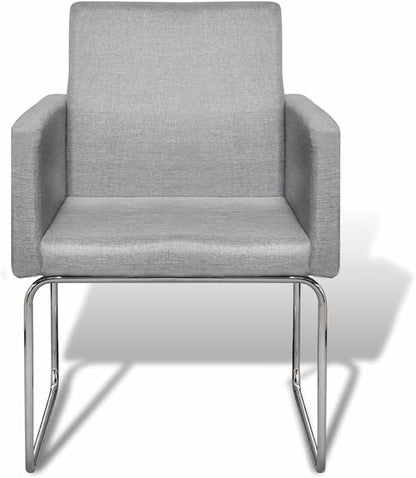 Dining Chairs Set of 2 Modern Gray Fabric Side Chairs with Square Armrests 22x23x34 in Compact for Kitchen Dining Room Living Room