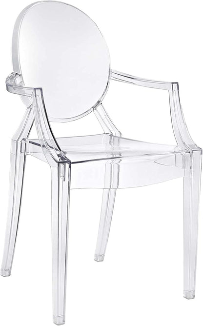Modway Casper Modern Acrylic Stacking Kitchen and Dining Room Arm Chair in Clear - Fully Assembled