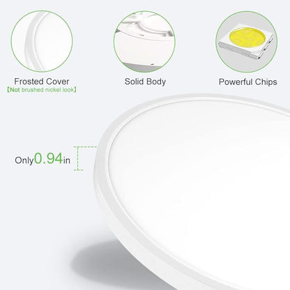 LightingWill 15.7 Inch LED Flush Mount Ceiling Light Fixture, 4000K Nurture White, 3800LM, 32W, Flat Modern Round Lighting Fixture, 320W Equivalent White Ceiling Lamp for Kitchens, Bedrooms.etc.