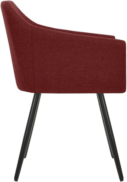 Dining Chair Set of 2 Wine Red Polyester Upholstered Modern Accent Chairs with Black Steel Frame 24.4x21.3x31.5 in for Dining Room Kitchen Living Room Comfortable Sillas de Comedor