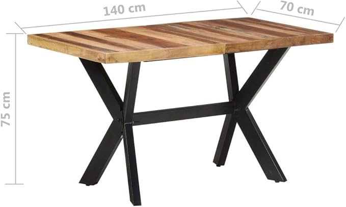 Dining Table Honey Solid Acacia Wood, 55.1x27.6x29.5 in Rectangular Kitchen Dinner Table, Modern Farmhouse Style for Dining Room