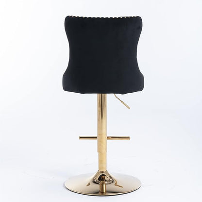 GOWE A&A Furniture,Golden Swivel Velvet Barstools Adjusatble Seat Height from 25-33 Inch, Modern Upholstered Bar Stools with Backs Comfortable Tufted for Home Pub and Kitchen Island£¨Black,Set of 2£©