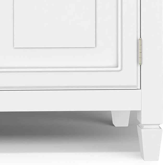 SIMPLIHOME Connaught 51-inch Wide Solid Wood Storage Cabinet in White for the Entryway, Mudroom, 3 Drawers and Adjustable Shelves, Traditional Style, Space-Saving Design