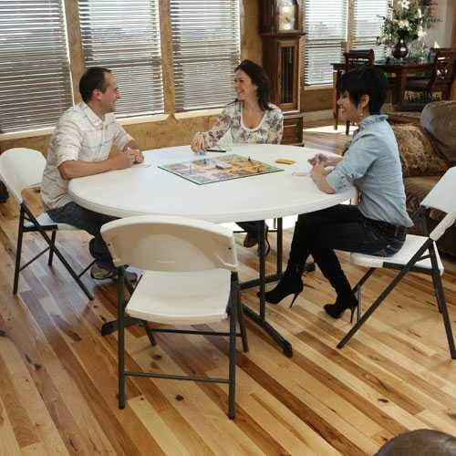 Lifetime 80806 Commercial Round Fold-in-Half Table, 60-Inch, Almond