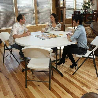 Lifetime 80806 Commercial Round Fold-in-Half Table, 60-Inch, Almond