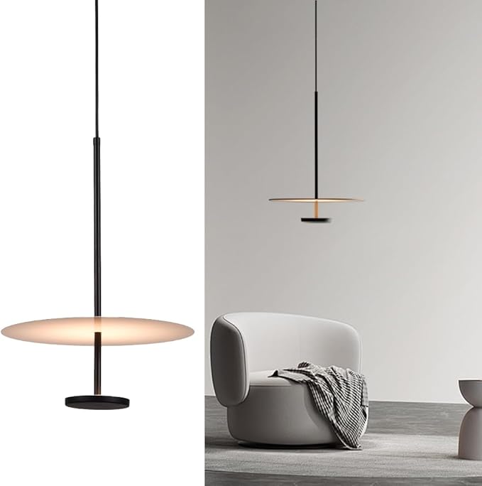 11.8'' Flying Saucer Pendant Light UFO Black Nordic MCM Mid Century Pendant Light Scandinavian Style Modern Minimalist Hanging Light Fixture for Dining Room Bedroom Kitchen Island Living Room