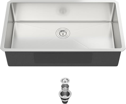 32 Inch Kitchen Sink Undermount -32x19x9 Stainless Steel Sinks Single Bowl kitchen sinks 304 18 Gauge 9" Deep Basin