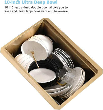 Gold Bar Sink Undermount Workstation-Bokaiya 14x19 Inch Gold Kitchen Sink Undermount Wet Bar Sink 16 Gauge Single Bowl Stainless Steel Workstation Bar Sinks with Cutting Board