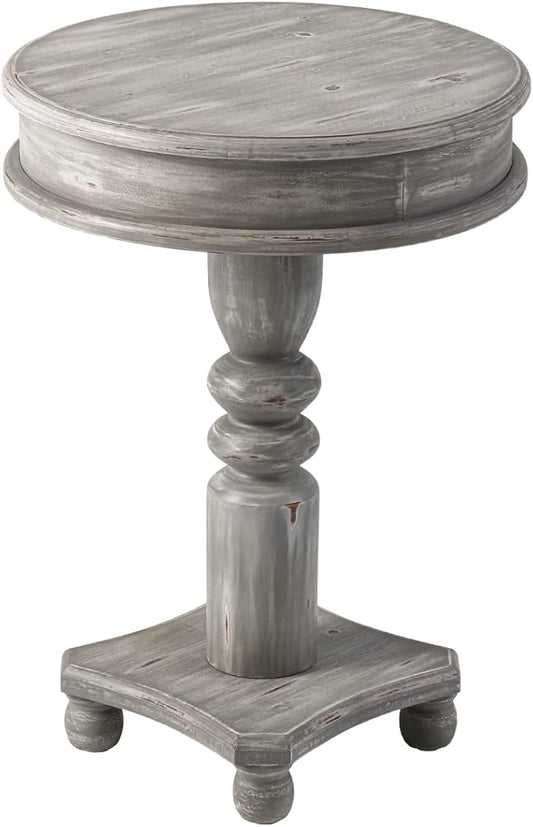 SUNBURY Round Side Table, Small Drink Table for Small Spaces, Modern Accent Nightstand with MDF Wood Leg for Living Room, Bedroom, Office, and Corners (Grey)