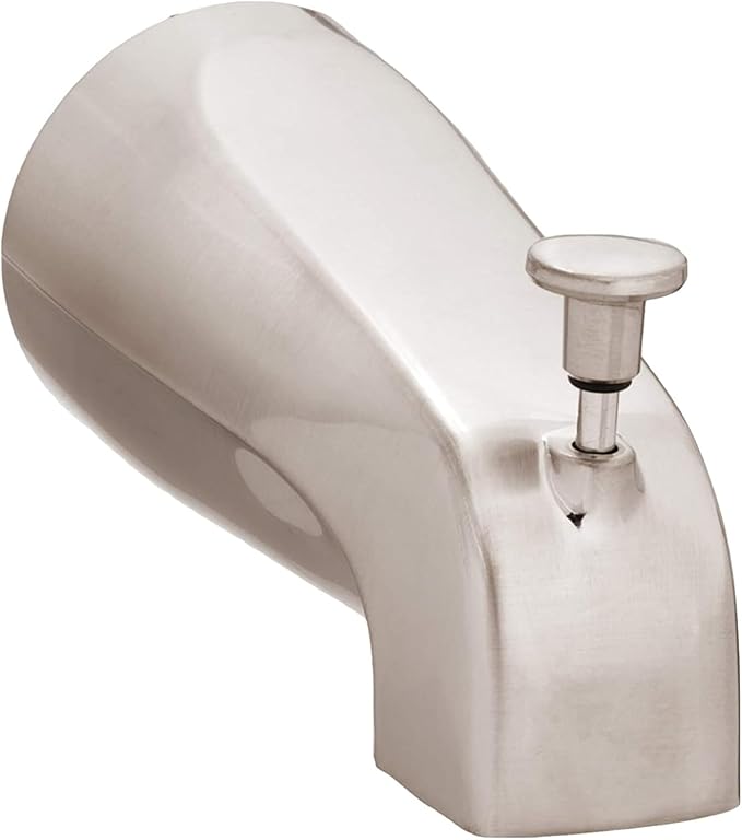 Westbrass E531D-1F-2-07 5-1/4" Reach Wall Mount Tub Spout with Front Diverter, Satin Nickel (2-Pack)