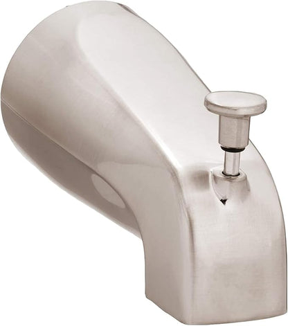 Westbrass E531D-1F-2-07 5-1/4" Reach Wall Mount Tub Spout with Front Diverter, Satin Nickel (2-Pack)