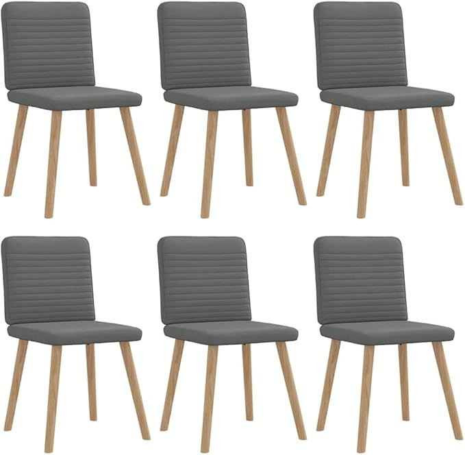 6-Piece Dark Gray Fabric Dining Chairs Set with Thick Foam Cushion, Sturdy Metal and Wood Frame Modern Farmhouse Kitchen Living Room Furniture