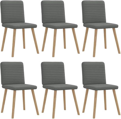 6-Piece Dark Gray Fabric Dining Chairs Set with Thick Foam Cushion, Sturdy Metal and Wood Frame Modern Farmhouse Kitchen Living Room Furniture