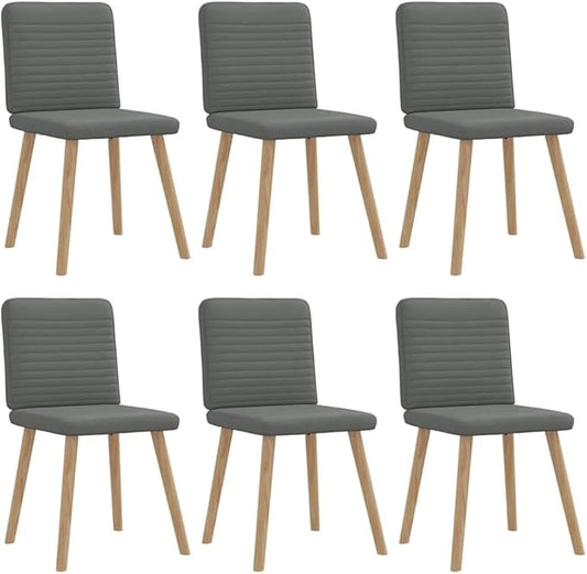 6-Piece Dark Gray Fabric Dining Chairs Set with Thick Foam Cushion, Sturdy Metal and Wood Frame Modern Farmhouse Kitchen Living Room Furniture