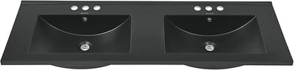 48" Ceramic Vanity Top Double Basins in Matte Black with 3 Holes
