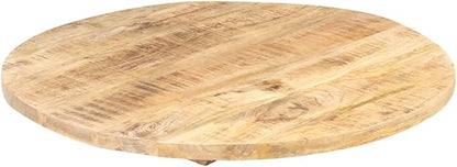 24 inch Solid Mango Wood Round Tabletop Polished Butcher Block Countertop for DIY Dining Desk Kitchen Island Bar Small Space Indoor/Outdoor Rustic Modern Brown