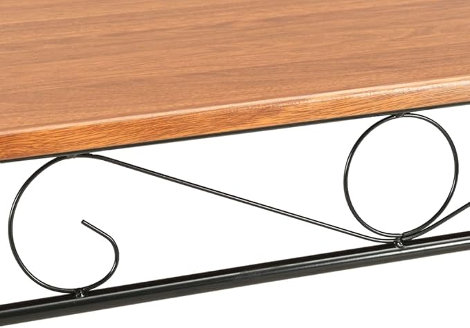 Sturdy Rectangular Dining Table Brown MDF Top Black Steel Frame Modern Industrial Kitchen Furniture for Dining Room Wood Dinner Piece Family Meals Easy Assembly 47.2" L x 27.6" W
