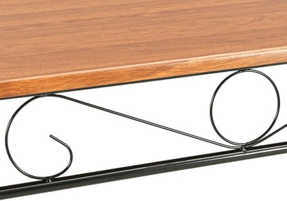 Sturdy Rectangular Dining Table Brown MDF Top Black Steel Frame Modern Industrial Kitchen Furniture for Dining Room Wood Dinner Piece Family Meals Easy Assembly 47.2" L x 27.6" W
