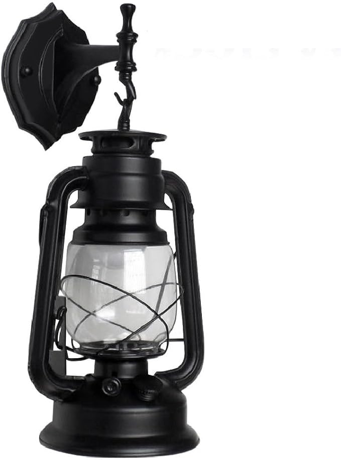 Rustic Wall Sconce Lantern Light, Western Light Fixtures, Vintage Wall Lamp, Farmhouse Wall Light Fixtures, Indoor Old Fashioned Lantern for Hallway Farmhouse Loft (Black, 1pc)