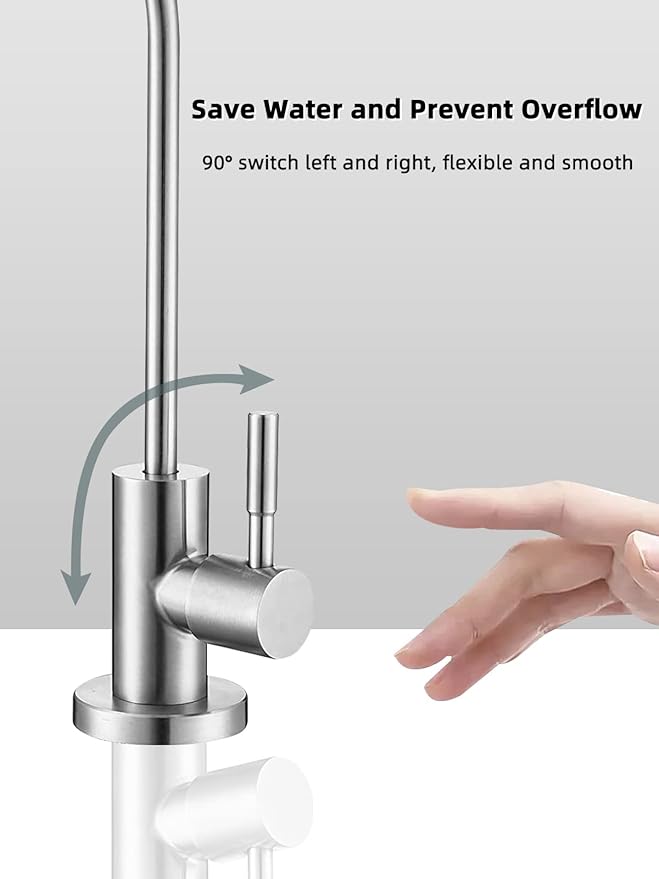 Drinking Water Faucet,Easy to Install Sink Water Filter Faucet,Lead-Free Reverse Osmosis Faucets for Kitchen Bar Sink,Brushed Nickel SUS304 Stainless Steel(Large)