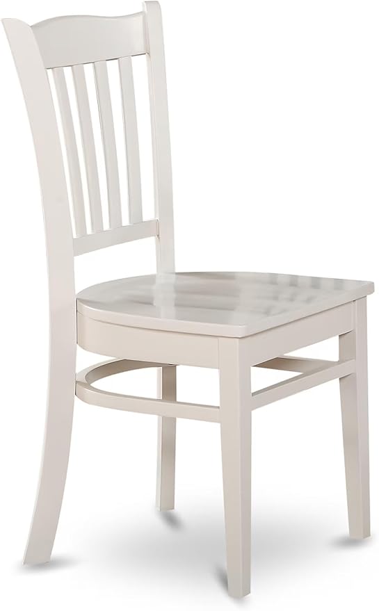 East West Furniture GRC-WHI-W Groton Dining Chairs - Slat Back Wooden Seat Chairs, Set of 2, Linen White