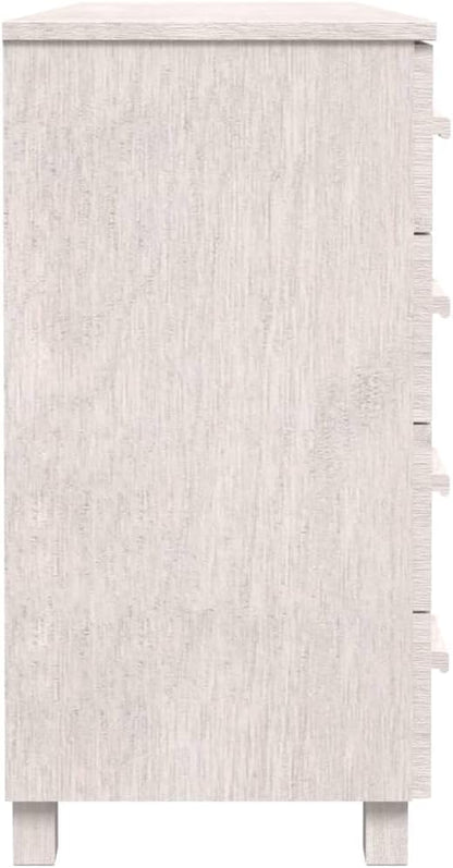 White Sideboard Buffet Cabinet for Dining Room Solid Pine Wood with 4 Drawers 2 Doors 44.5 x 15.7 x 31.5 in Storage Console for Living Room Kitchen Coffee Bar