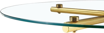 36" Round Counter Height Table, Tempered Glass Top with Gold Metal Base, Modern Pub Table for Kitchen, Bar & Small Spaces