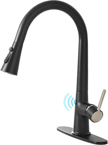 AIMADI Touchless Kitchen Faucet with Pull Down Sprayer,Matte Black Smart Motion Sensor Sink Faucet,Single Handle High Arc Farmhouse Kitchen Faucet