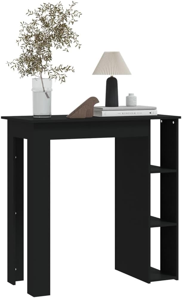 Black Engineered Wood Rectangular Bar Table, 40.7-Inch Tall, Perfect for Dining Room Kitchen Island Spaces