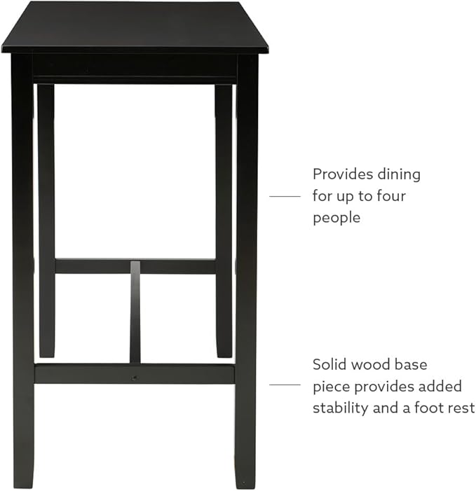 Linon 42 inch Bar Height Pub Claridge Table, Black