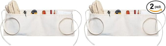 Custom Leathercraft Clc C6 Canvas Waist Apron Two Pocket, Unisex Adult, White, (Pack of 2)