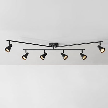 GLOBE Electric 64000168 51" 6-Light Adjustable Track Lighting, Matte Black, Center Swivel Bar, Moveable Outer Bars, Pivoting Track Heads, Ceiling Light, Home Improvement