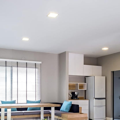 Maxxima 6 in. Slim LED Downlight - Canless Square 5 CCT Ultra-Thin Recessed, 1000 Lumens, Color Selectable 2700K-5000K (2700K/3000K/3500K/4000K/5000K), Dimmable IC Rated, J-Box Included - 12 Pack