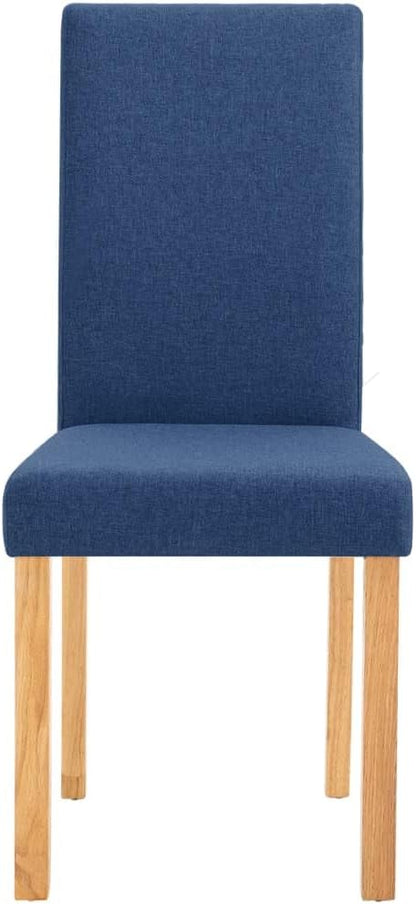 4 Pcs Blue Fabric Dining Chairs with Rubber Wood Frame, Soft Upholstered Modern Kitchen and Dining Room Furniture Set, Ergonomic Design Easy Assembly