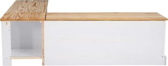 Linon Harris Natural and White Two Tone Backless Corner Breakfast Nook - Nook Only, Table is NOT Included