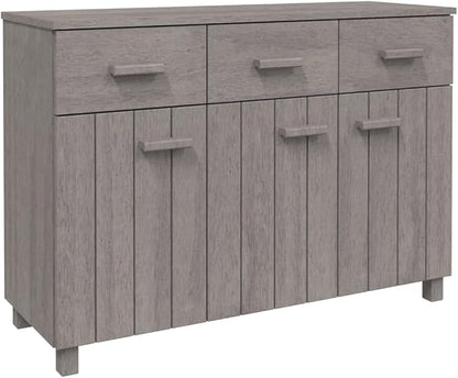 Light Grey Solid Pine Wood Sideboard, 3-Door Buffet Cabinet with Drawers, 44.5" Living Room Storage Furniture, Rectangular Entryway Coffee Station Kitchen Furniture