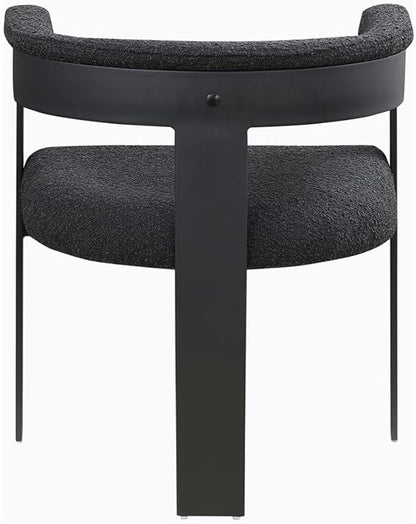 Pemberly Row Contemporary Dining Chairs, Black Boucle Fabric, Matte Black Metal Frame, Set of 2, 23.5" W x 21.5" D x 28" H, Textured Upholstery, Modern Kitchen or Dining Room Seating