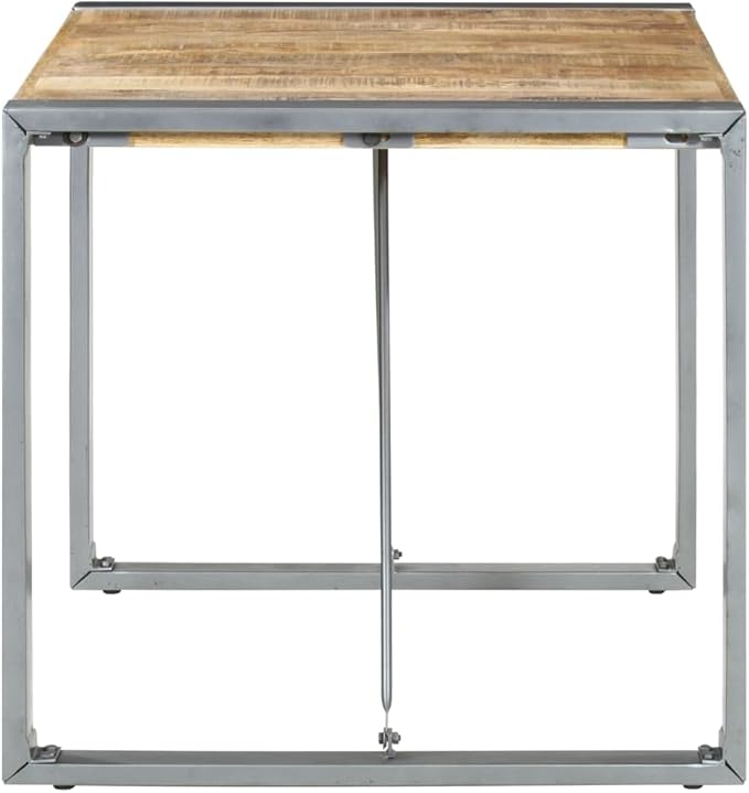 Small Dining Table 31.5x31.5 in Square Solid Rough Mango Wood & Powder-Coated Steel Legs Industrial Kitchen Table for 4 Modern Compact for Apartment Breakfast Nook Studio