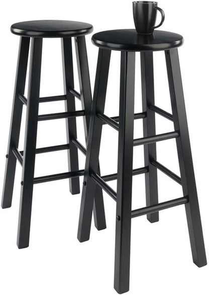Winsome Element 2-Piece Counter Stool Set, 29" in Black, Classic Backless Bar Chairs for Kitchen & Dining Room Seating, Timeless Essential Furniture for Home, Dorm, Apartments
