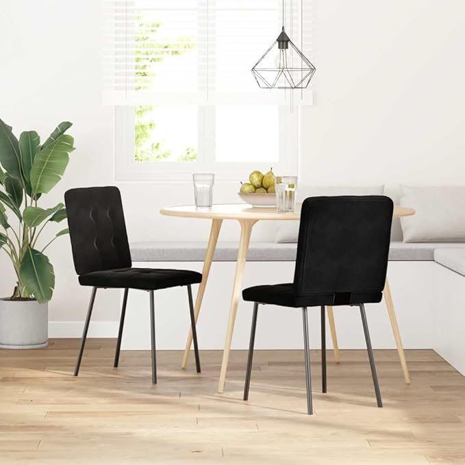 Black Velvet Dining Chairs Set of 2 Modern Accent Chairs with 242 lbs Capacity 21.3 x 17.7 x 32.7 in for Dining Room Kitchen Living Room Bedroom