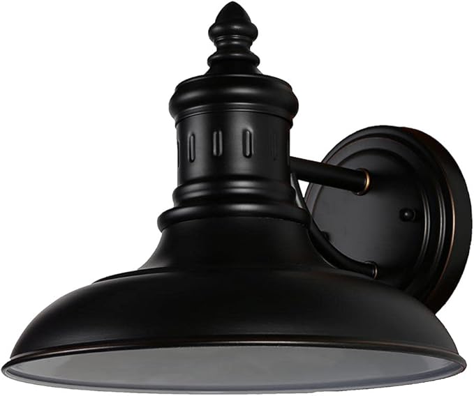 Design House 516732 Monterey Industrial Modern 1-Light Indoor/Outdoor Wall Mount with Metal Shade for Porch Entryway Barn, Oil Rubbed Bronze