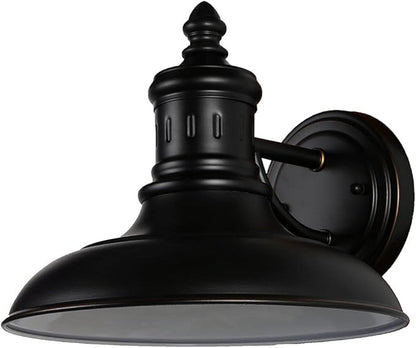 Design House 516732 Monterey Industrial Modern 1-Light Indoor/Outdoor Wall Mount with Metal Shade for Porch Entryway Barn, Oil Rubbed Bronze