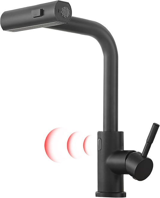GIMILI Matte Black Touchless Kitchen Faucet with Pull Down Sprayer, 15” Hight Single Hole Handle Kitchen Sink Faucets