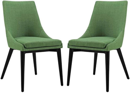 Modway Viscount Dining Side Chair Fabric Set of 2, Kelly Green