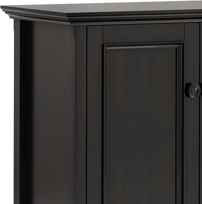 SIMPLIHOME Amherst Storage Cabinet - 66 inch Wide Solid Wood 4-Shelf Sideboard Cabinet in Hickory Brown, Transitional Buffet for Living Room or Dining Room with 4 Doors and Adjustable Shelves