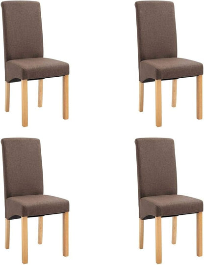 Modern Farmhouse Dining Chairs Set of 4 Brown Fabric Upholstered Wooden Frame Comfortable Kitchen and Living Room Chairs