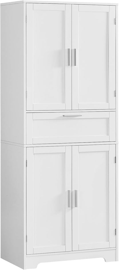 Iwell 67" Tall Storage Cabinet, Rattan Cabinet with 2 Adjustable Shelves & Large Drawer, Pantry Cabinets for Kitchen, Living Room, Home Office, Natural | Adjustable Shelf, 1 Large Drawer, 4 Doors