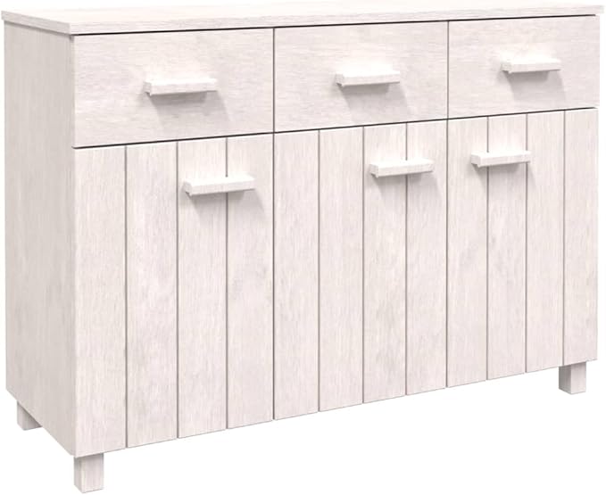 White Solid Pinewood Sideboard, 44.5" Modern Matte Finish Buffet Cabinet for Living Room, Dining Room Storage Furniture Kitchen Furniture
