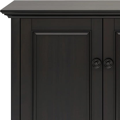 SIMPLIHOME Amherst Storage Cabinet - 66 inch Wide Solid Wood 4-Shelf Sideboard Cabinet in Hickory Brown, Transitional Buffet for Living Room or Dining Room with 4 Doors and Adjustable Shelves