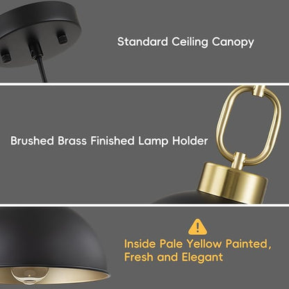 Farmhouse Pendant Lights Kitchen Island,10.2 Inch Single Dome Pendant Lighting, Adjustable Height Modern Island Lights for Kitchen, Industrial Ceiling Hanging Light for Dining Living Room Over Sink